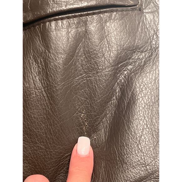 Vintage All American Men's Brown Leather Down Long Hooded Zip Coat Size Large - Picture 6 of 13